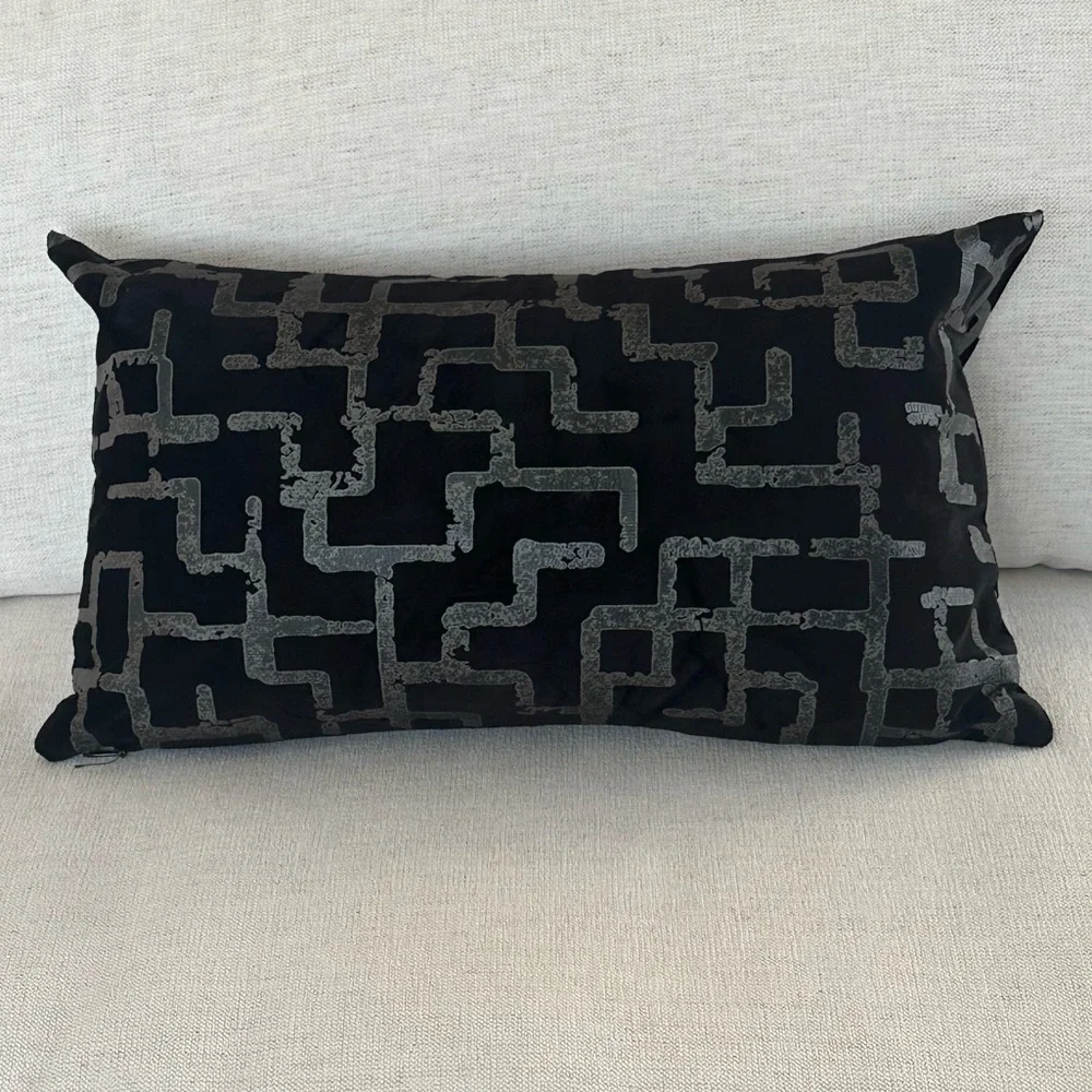Restoration Hardware Black and Gray Patterned Pillows. Set of 4 covers.